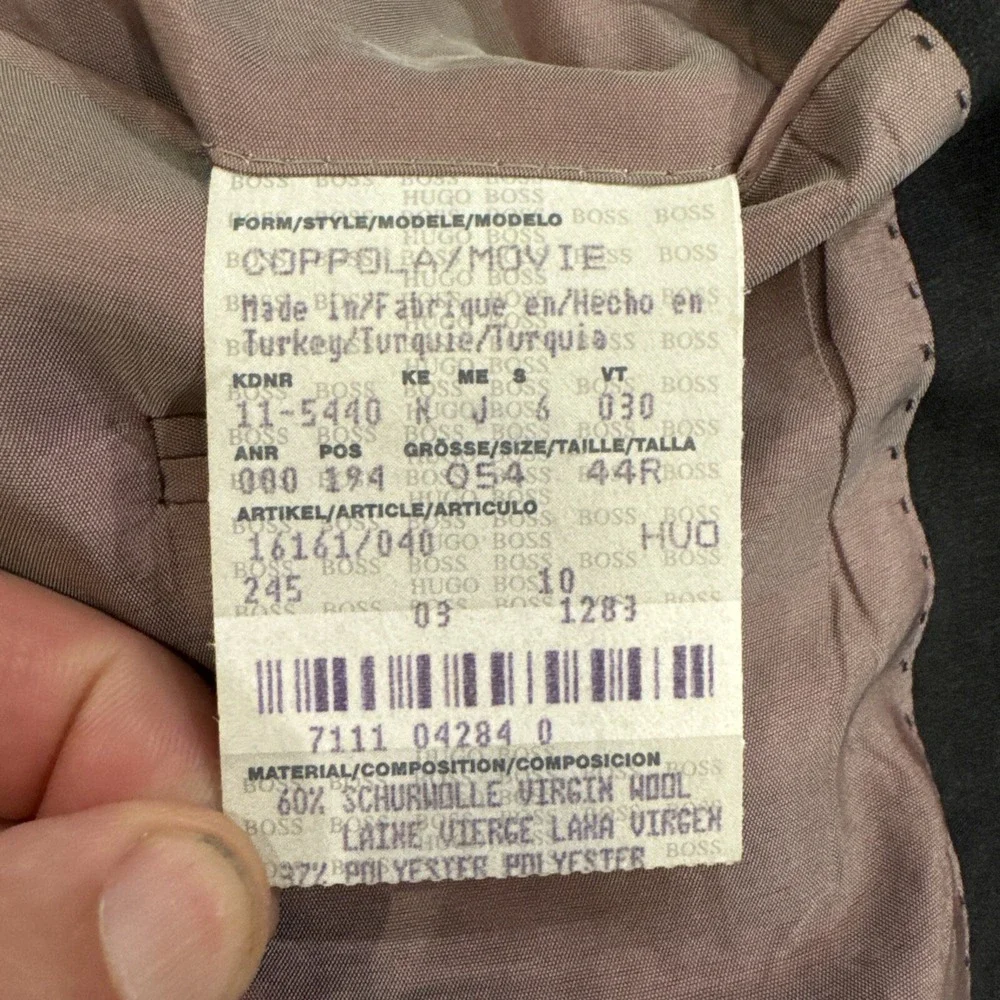 Hugo Boss Coppola Movie 44R Stretch Wool Sports‎ Coat Suit Jacket Black Charcoal
